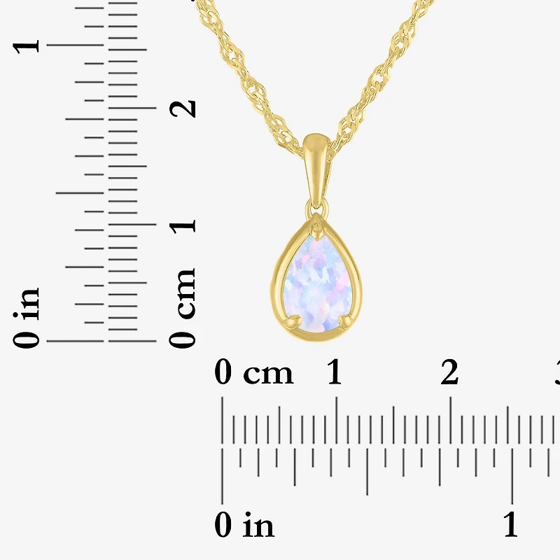 Womens Lab Created Gemstone 14K Gold Over Silver Pear 18 Inch Pendant Necklace
