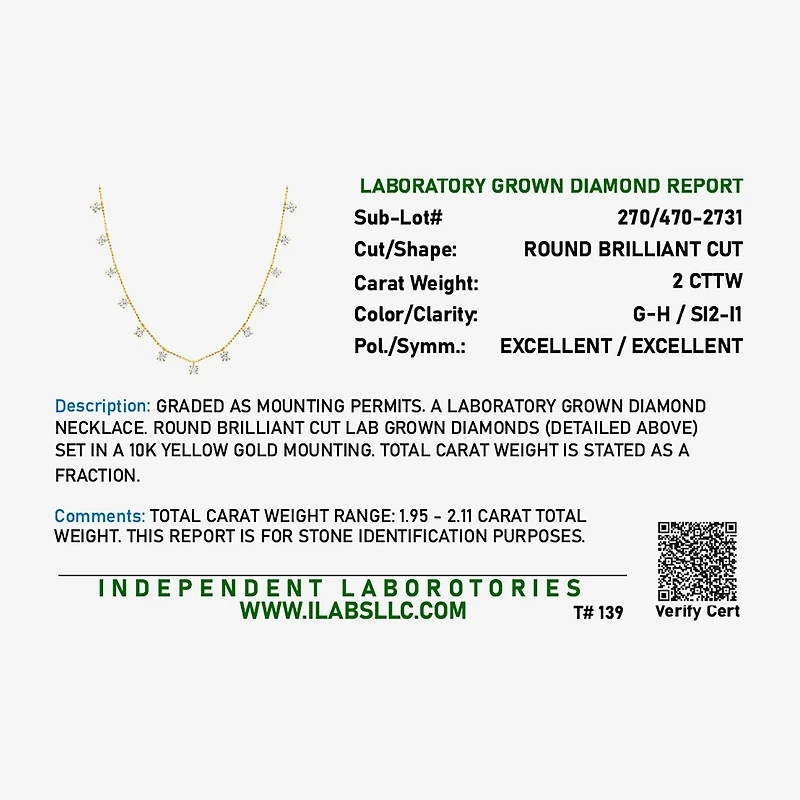 Diamond Addiction (G-H,Si2-I1) Womens 2 CT. T.W. Lab Grown White 10K Gold 18 Inch Pendant Necklace