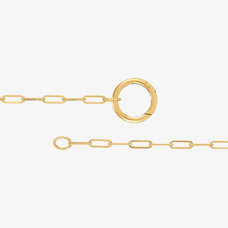 Womens 14K Gold Circle Paperclip 18 Inch Pendant Necklace