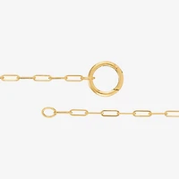 Womens 14K Gold Circle Paperclip 18 Inch Pendant Necklace