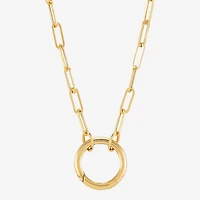 Womens 14K Gold Circle Paperclip 18 Inch Pendant Necklace