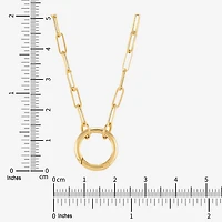 Womens 14K Gold Circle Paperclip 18 Inch Pendant Necklace
