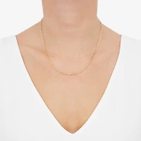 Womens 14K Gold Circle Paperclip 18 Inch Pendant Necklace