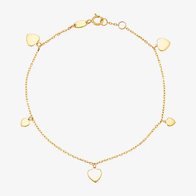 Gold Addiction Womens 10K Gold Heart Charm Bracelet