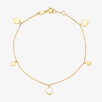 Gold Addiction Womens 10K Gold Heart Charm Bracelet