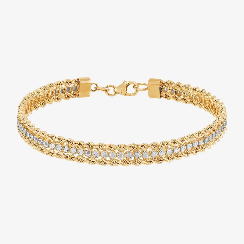 Made in Italy Womens 14K Gold 7.5 Inch Solid Rope Chain Bracelet