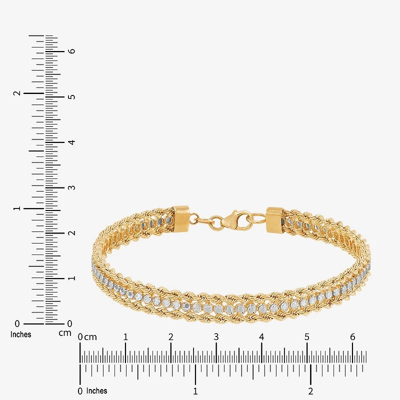 Made in Italy Womens 14K Gold 7.5 Inch Solid Rope Chain Bracelet