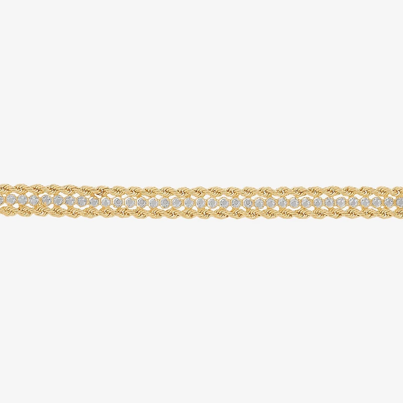 Made in Italy Womens 14K Gold 7.5 Inch Solid Rope Chain Bracelet