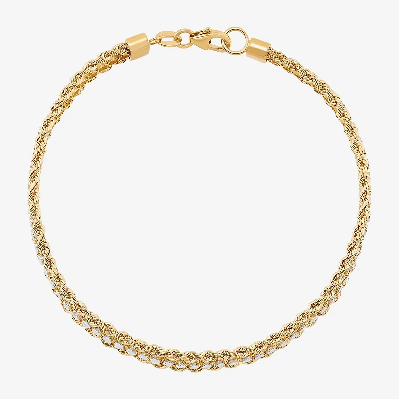 Made in Italy Womens 14K Gold 7.5 Inch Solid Rope Chain Bracelet