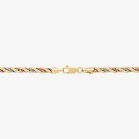 Womens 10K Tri-Color Gold 18 Inch Rope Chain Necklace
