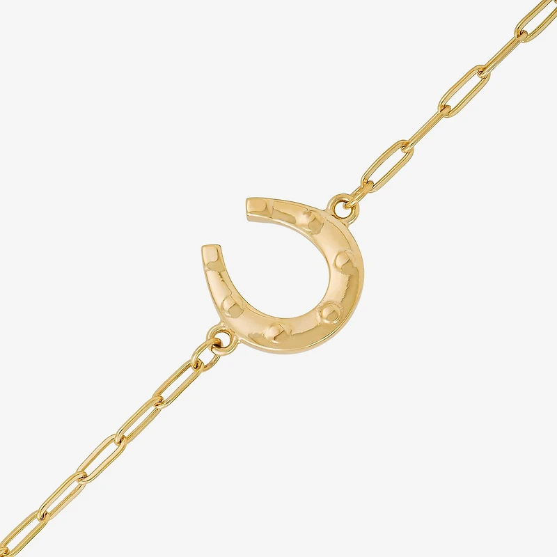 Gold Addiction Womens 10K Gold 7.25 Inch Solid Paperclip Chain Bracelet