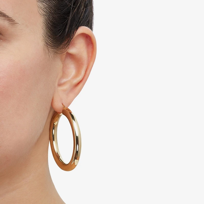 Womens 14K Gold 50mm Hoop Earrings
