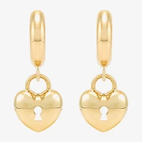 Womens 14K Gold 12.7mm Heart Hoop Earrings
