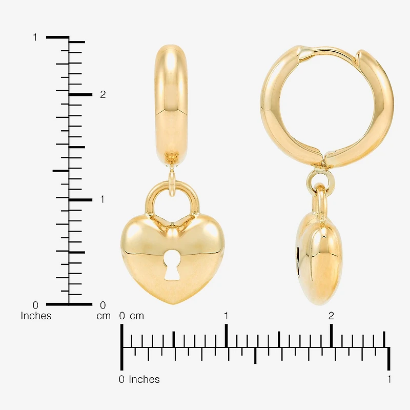Womens 14K Gold 12.7mm Heart Hoop Earrings