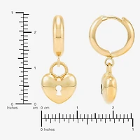 Womens 14K Gold 12.7mm Heart Hoop Earrings