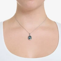 Womens Multi Color Cubic Zirconia Sterling Silver 18 Inch Pendant Necklace