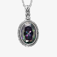 Womens Multi Color Cubic Zirconia Sterling Silver 18 Inch Pendant Necklace