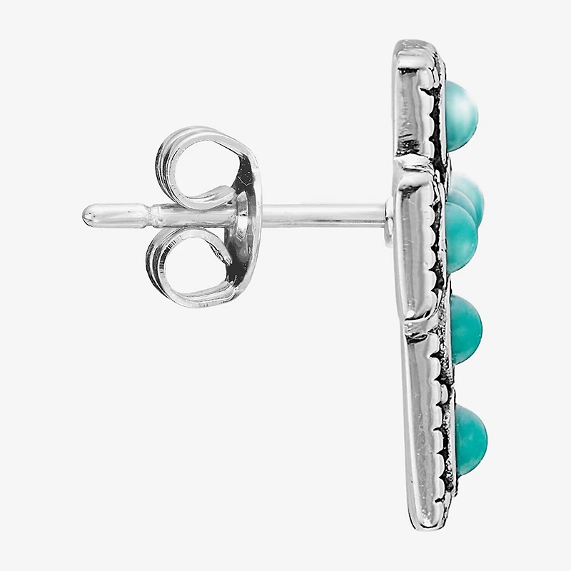 Cross Womens Enhanced Blue Turquoise Sterling Silver Cross Jewelry Set