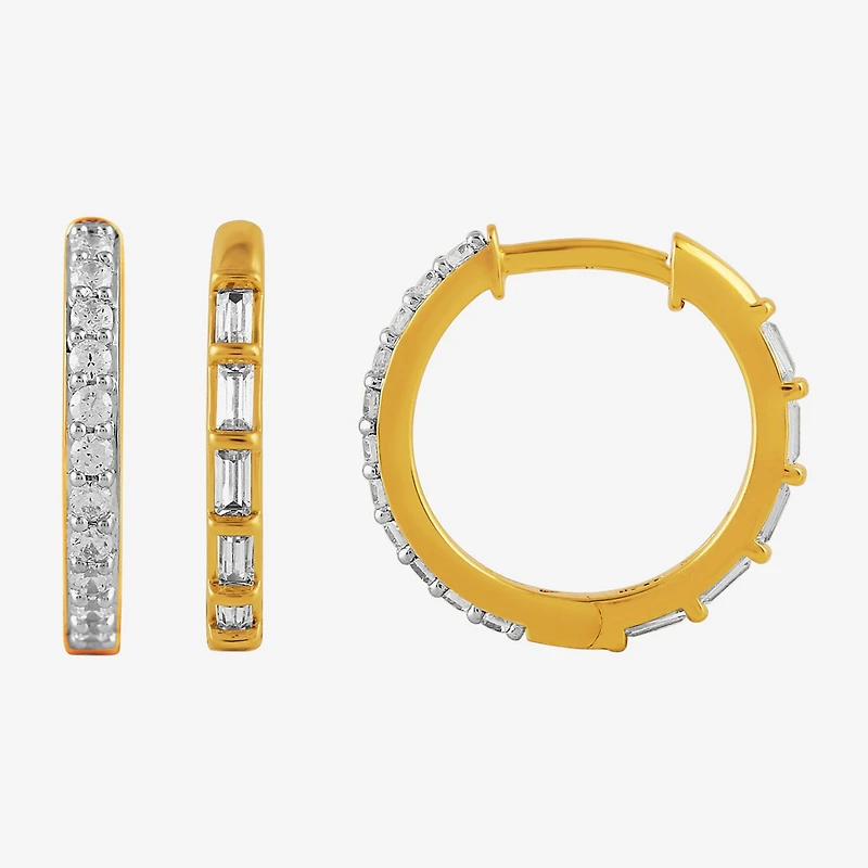 (I, I2) Womens 1/2 CT. T.W. Lab Grown White Diamond 14K Gold Over Silver 15.3mm Circle Hoop Earrings