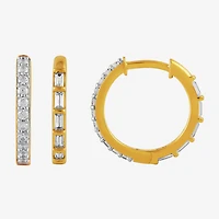 (I, I2) Womens 1/2 CT. T.W. Lab Grown White Diamond 14K Gold Over Silver 15.3mm Circle Hoop Earrings
