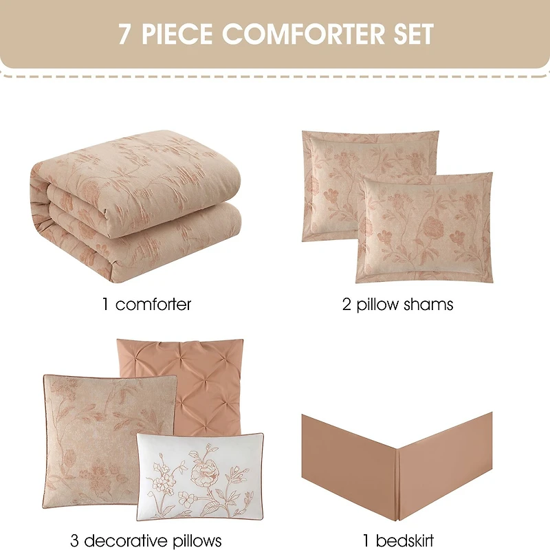 Stratford Park Keila Floral 7-pc. Easy Care Comforter Set