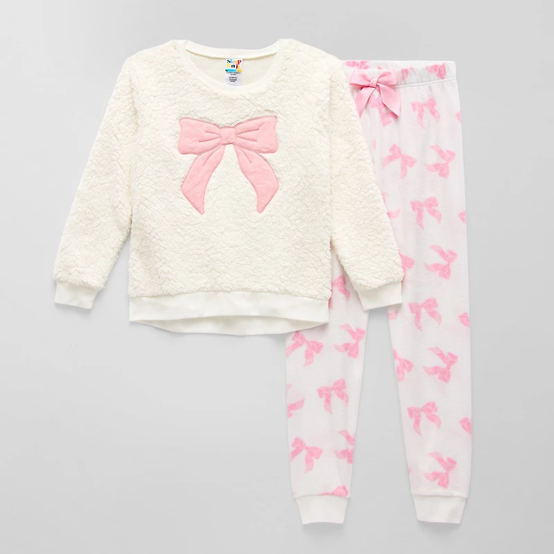 Sleep On It Little & Big Kid Girls Plush Crew Neck Long Sleeve 2-pc. Pajama Set