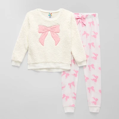 Sleep On It Little & Big Kid Girls Plush Crew Neck Long Sleeve 2-pc. Pajama Set