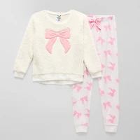 Sleep On It Little & Big Kid Girls Plush Crew Neck Long Sleeve 2-pc. Pajama Set