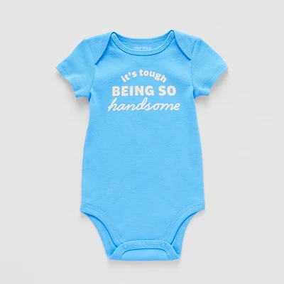 Okie Dokie Baby Boys Round Neck Short Sleeve Rib Bodysuit