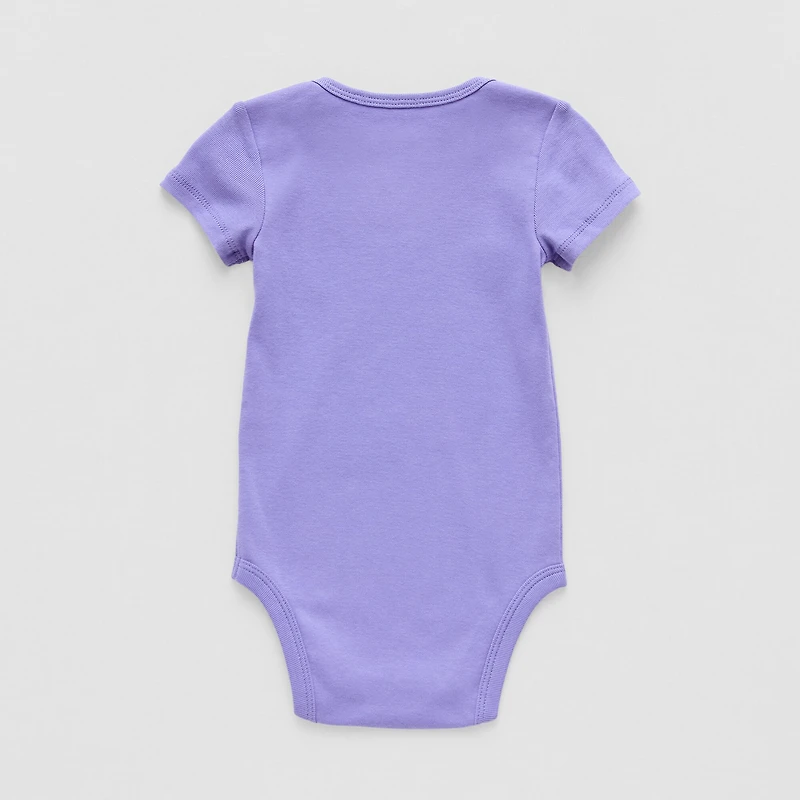 Okie Dokie Baby Girls Round Neck Short Sleeve Rib Bodysuit