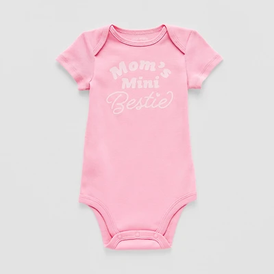 Okie Dokie Baby Girls Round Neck Short Sleeve Rib Bodysuit