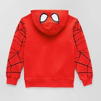 Disney Collection Little & Big Kid Boys Long Sleeve Embroidered Marvel Spiderman Fleece Zipper Hoodie