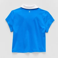 Xersion Little & Big Kid Girls Short Sleeve Regular Fit Stretch Fabric Polo Shirt