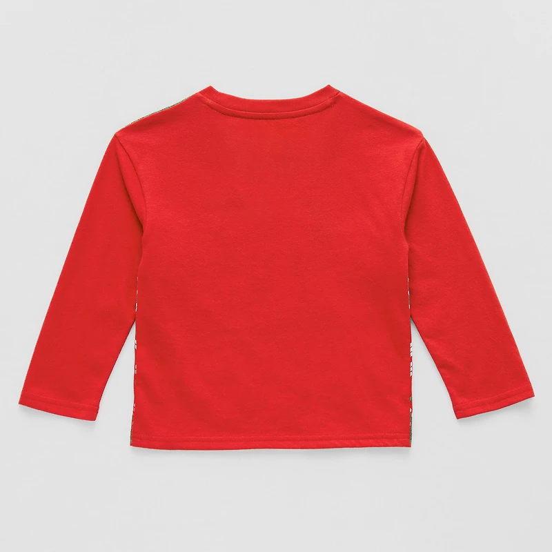 Toddler Boys Crew Neck Long Sleeve Regular Fit Mickey Mouse Graphic T-Shirt