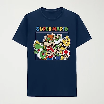 Mens Crew Neck Short Sleeve Regular Fit Super Mario Graphic T-Shirt