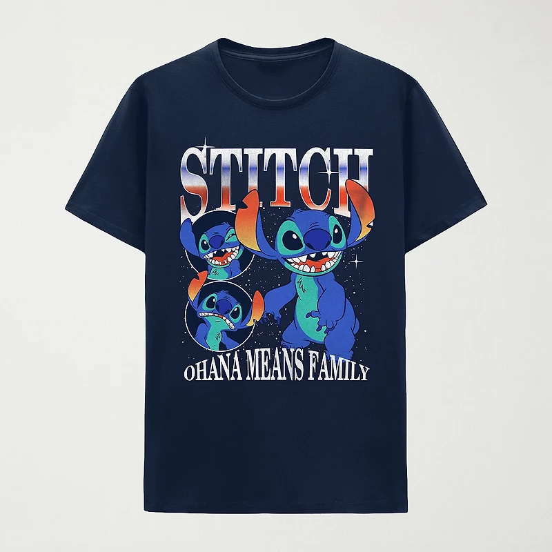 Mens Crew Neck Short Sleeve Regular Fit Lilo & Stitch Graphic T-Shirt