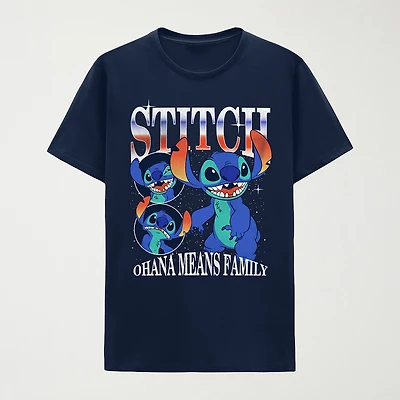 Mens Crew Neck Short Sleeve Regular Fit Lilo & Stitch Graphic T-Shirt