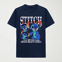Mens Crew Neck Short Sleeve Regular Fit Lilo & Stitch Graphic T-Shirt