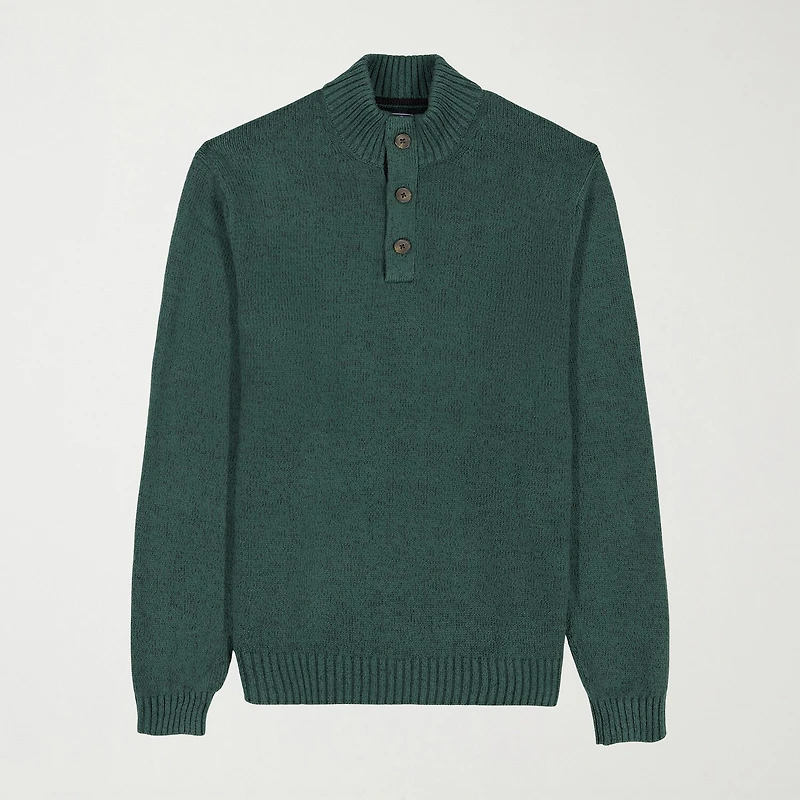 IZOD Button Mens Mock Neck Long Sleeve Pullover Sweater