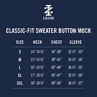 IZOD Button Mens Mock Neck Long Sleeve Pullover Sweater