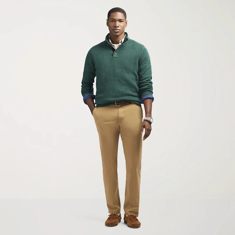 IZOD Button Mens Mock Neck Long Sleeve Pullover Sweater