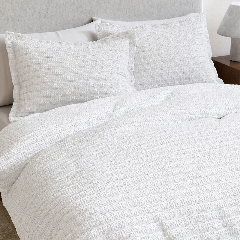 Linery 100% Cotton Waffle Weave 3-pc. Duvet Cover Set