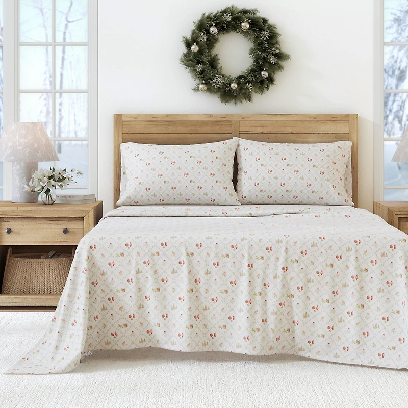 Linery 100% Turkish Cotton Holiday Flannel Sheet Set