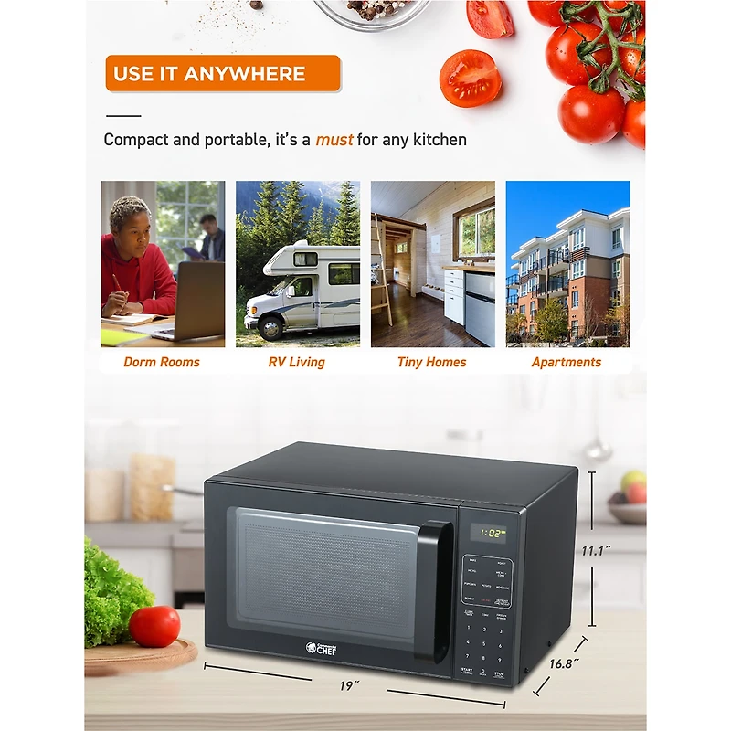 Commercial Chef 0.9 Cu. Ft. Combo Countertop Microwave And 0.9 Cu Ft Air Fryer