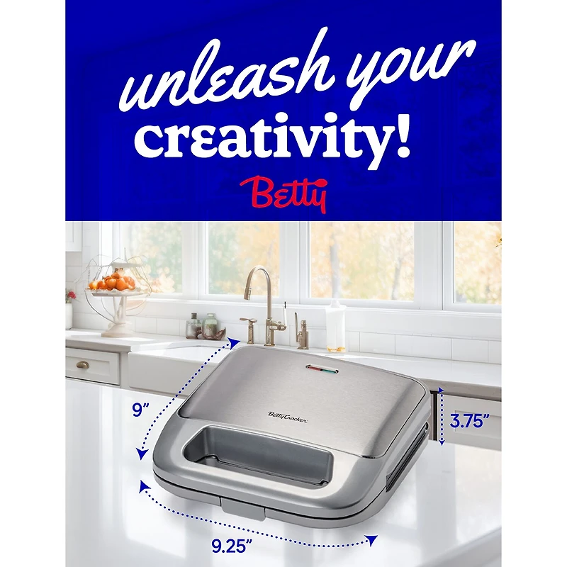 Betty Crocker 3-in-1 Indoor Grill + Sandwich and Waffle Maker