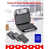 Betty Crocker 3-in-1 Indoor Grill + Sandwich and Waffle Maker