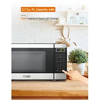 Commercial Chef 0.7-Cu. Ft. Countertop Microwave - Black with Stainless Steel Trim