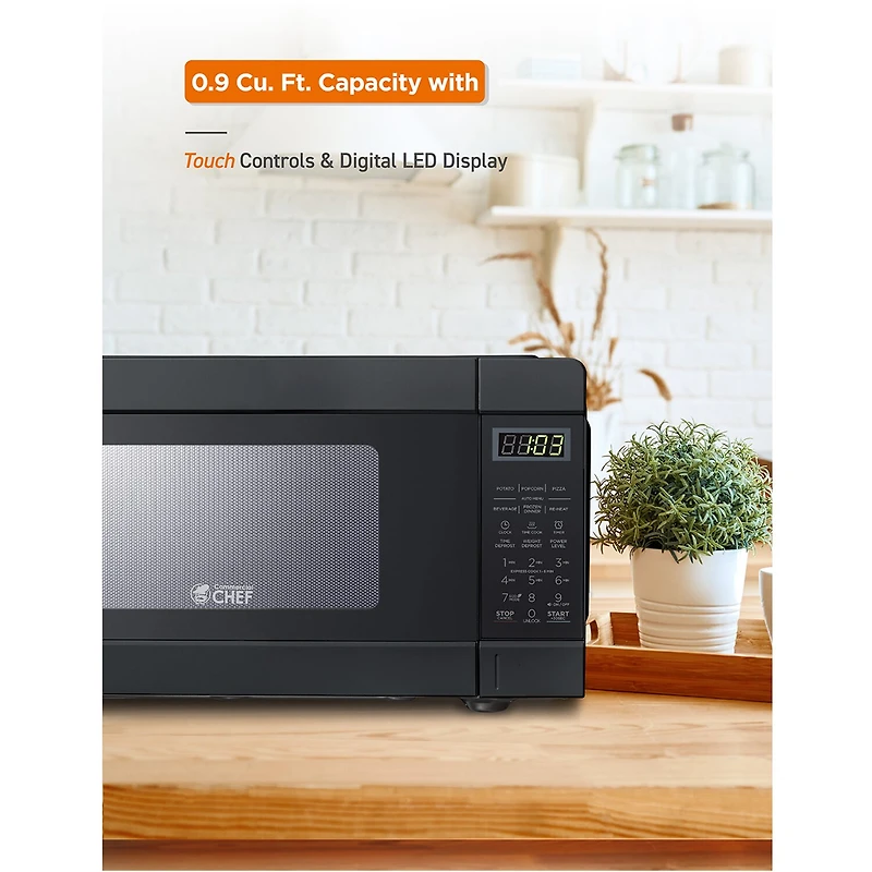 Commercial Chef 0.9-Cu. Ft. Countertop Microwave with Push Button Door Release