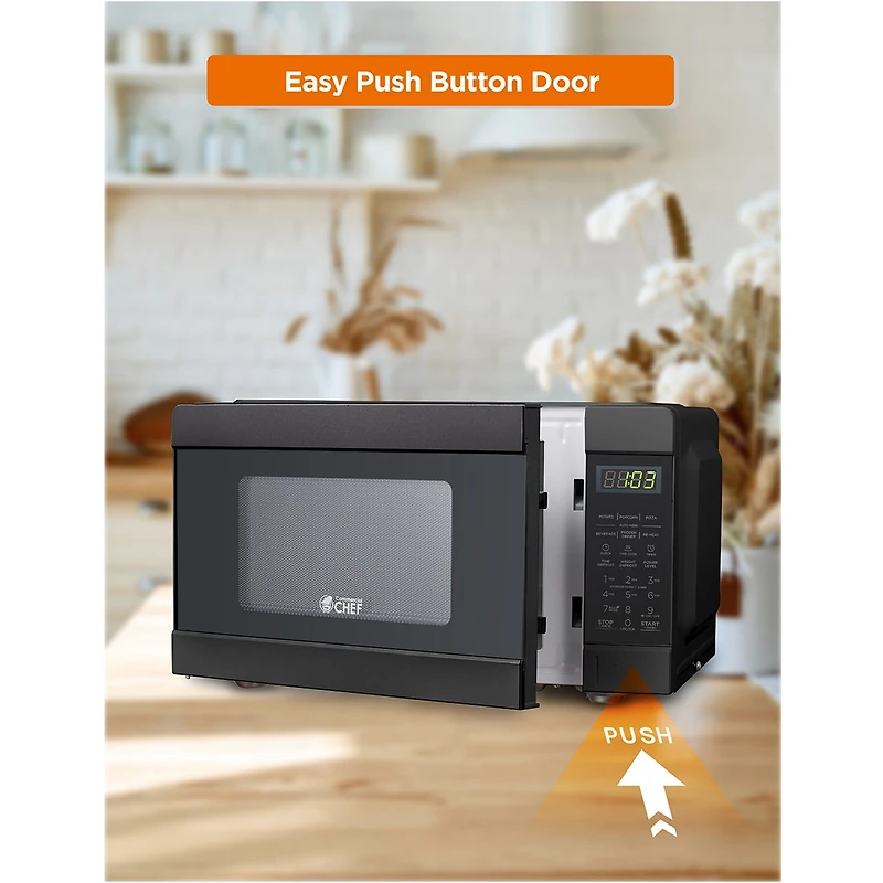 Commercial Chef 0.9-Cu. Ft. Countertop Microwave with Push Button Door Release
