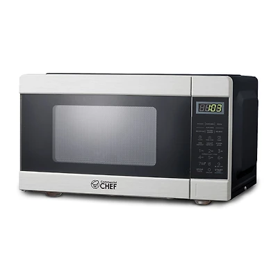 Commercial Chef 0.9-Cu. Ft. Countertop Microwave with Push Button Door Release - Stainless Steel Trim